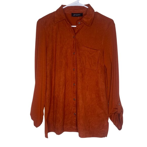 Grayson Button-Up Shirt Womens XS Roll-Tab Sleeves Soft Comfy Casual - Picture 3 of 9